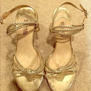 Michael Kors gold rope wedge sandals